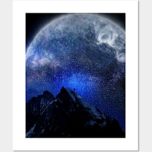 Man Hiking Night Sky A Visual Art Posters and Art